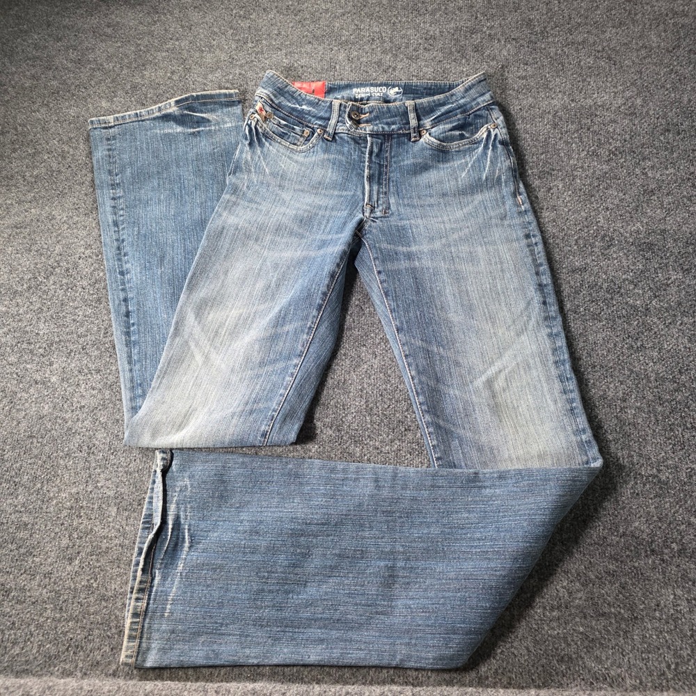 Parasuco Denim Cult Jeans Y2K Low Rise Flare Bootcut Stretch Blue Size 9 Womens